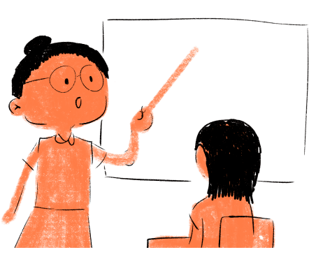 student with teacher